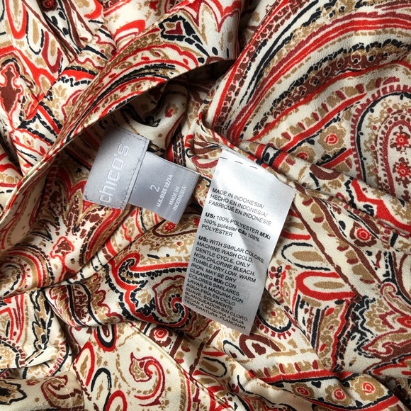 Chico’s paisley print long sleeve Satin Tunic size 2 12/14 - Picture 7 of 10